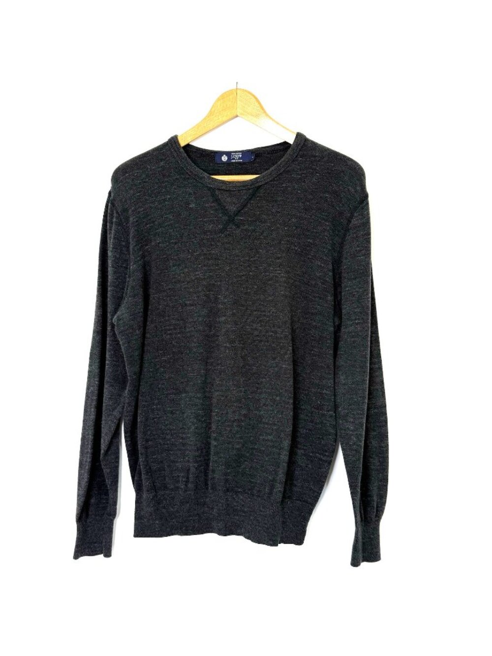 J Crew Pullover Long Sleeve Knit Top Womens size Large Charcoal Gray 100% Cotton